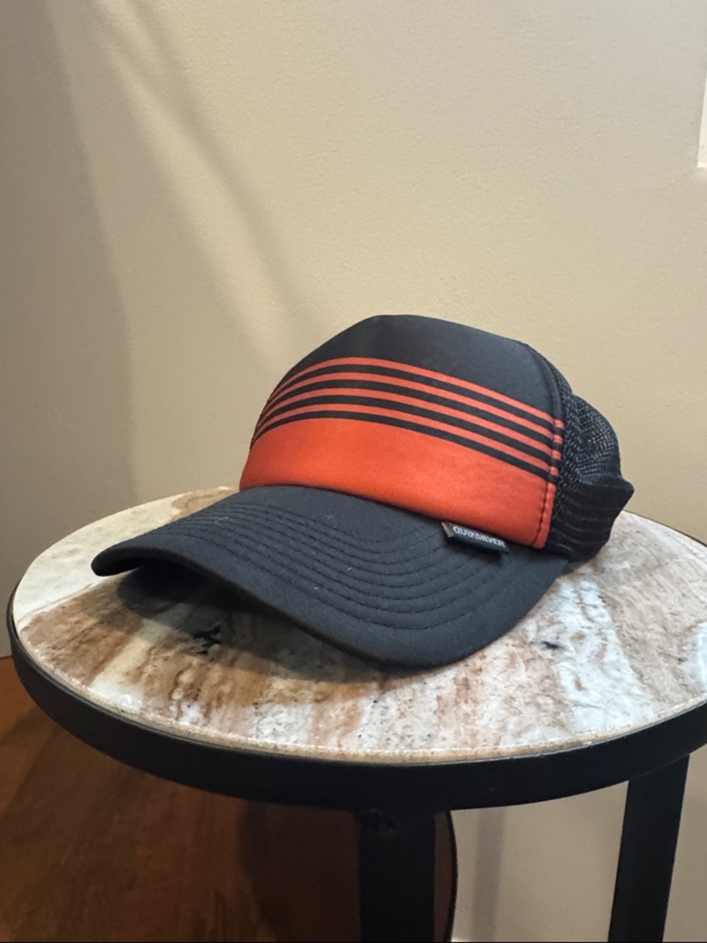 Quiksilver Black and Orange Trucker Hat